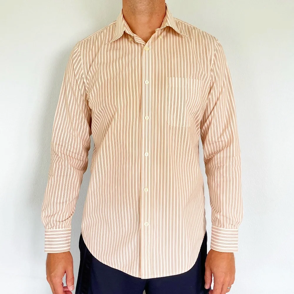 Banana Republic orange stripe classic fit button down dress shirt size medium